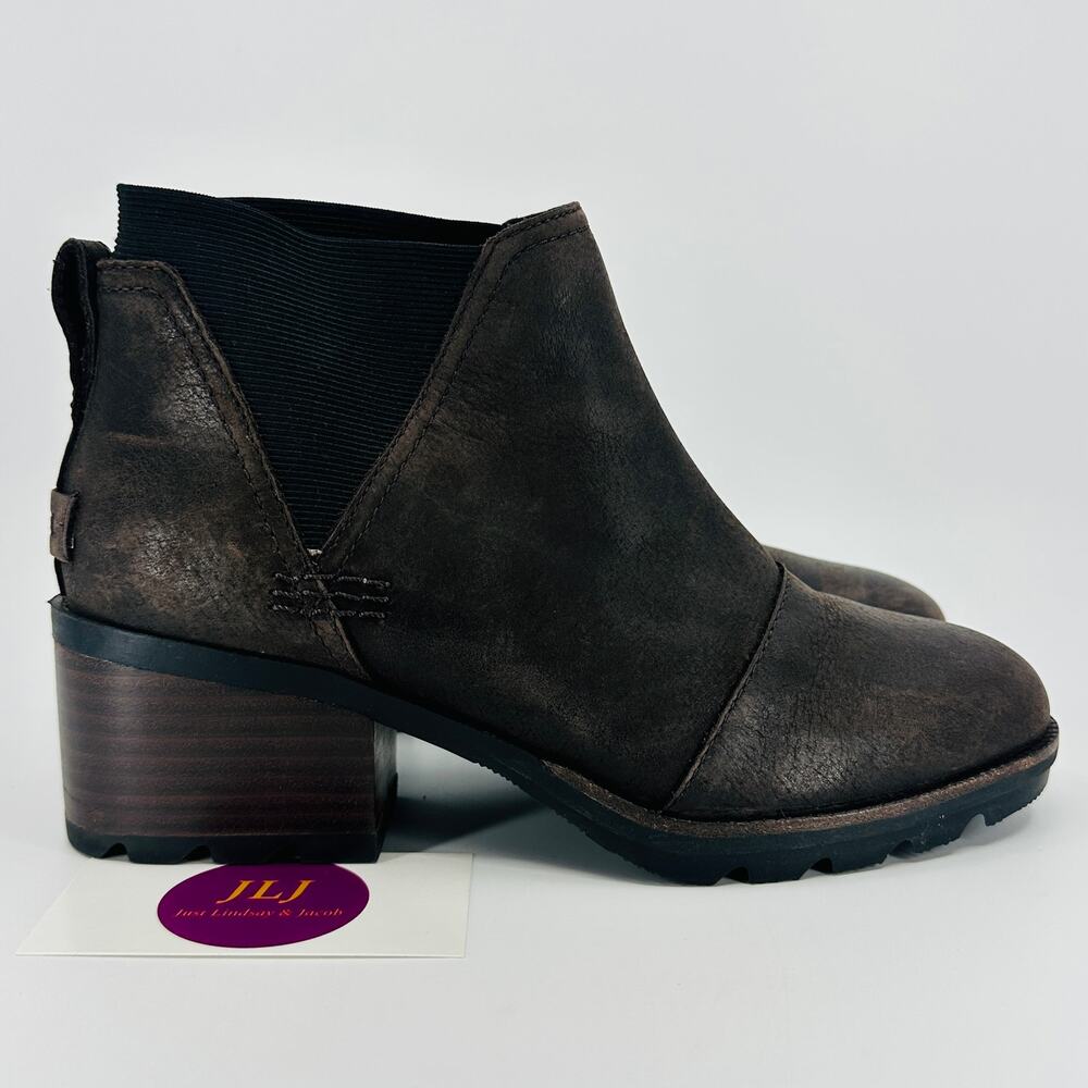 Sorel Womens Cate Brown Waterproof Leather Ankle Chelsea Boots NL3712-205 Size 7